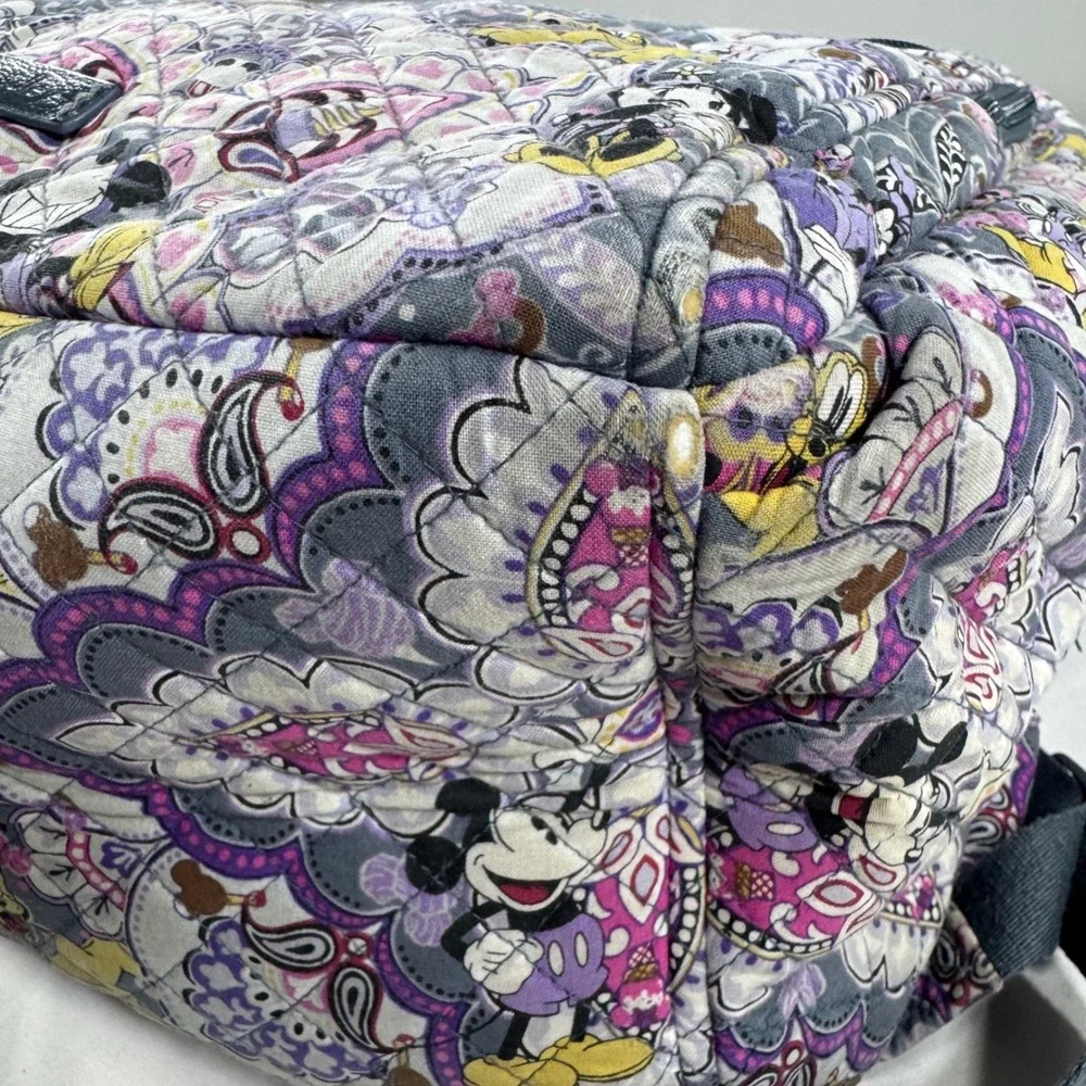 Vera Bradley Disney Mickey Paisley Celebration Quilted Backpack Purple Grey